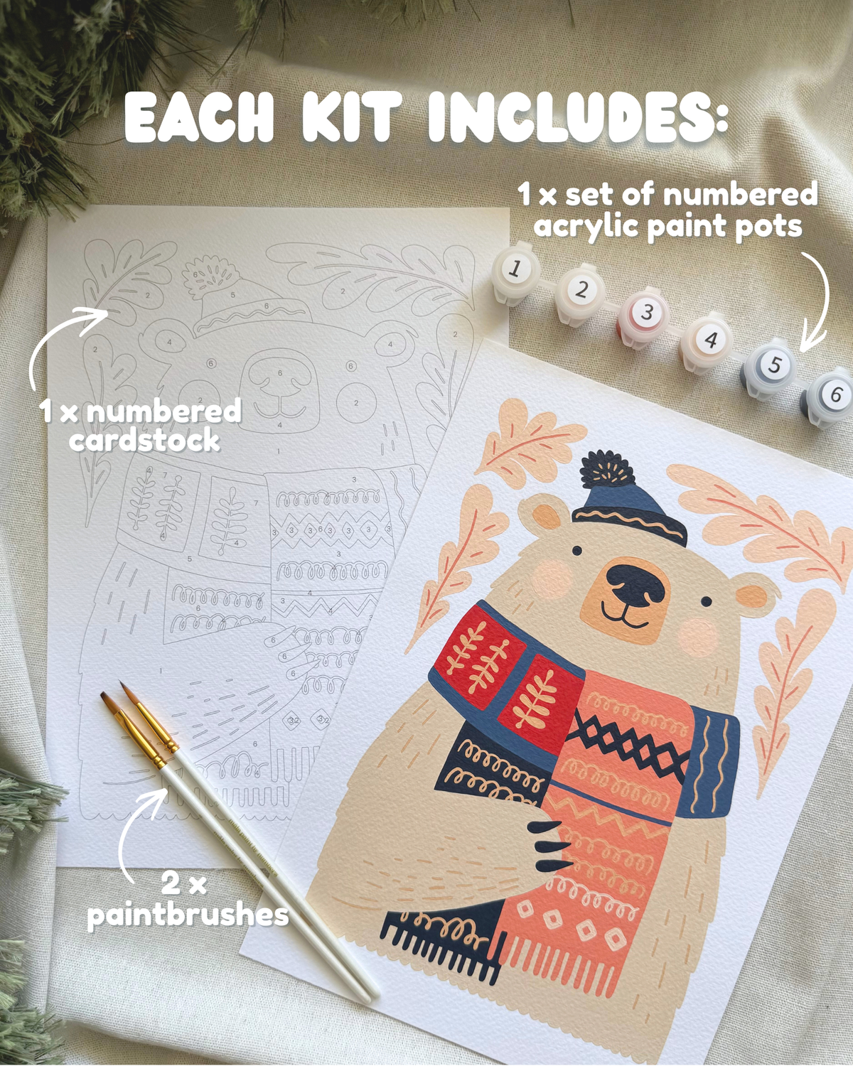 "Beary Cozy" A4 Paint by Number Kit